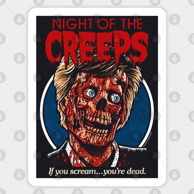 Night Of The Creeps, horror, 80s, cult classic Sticker by PeligroGraphics